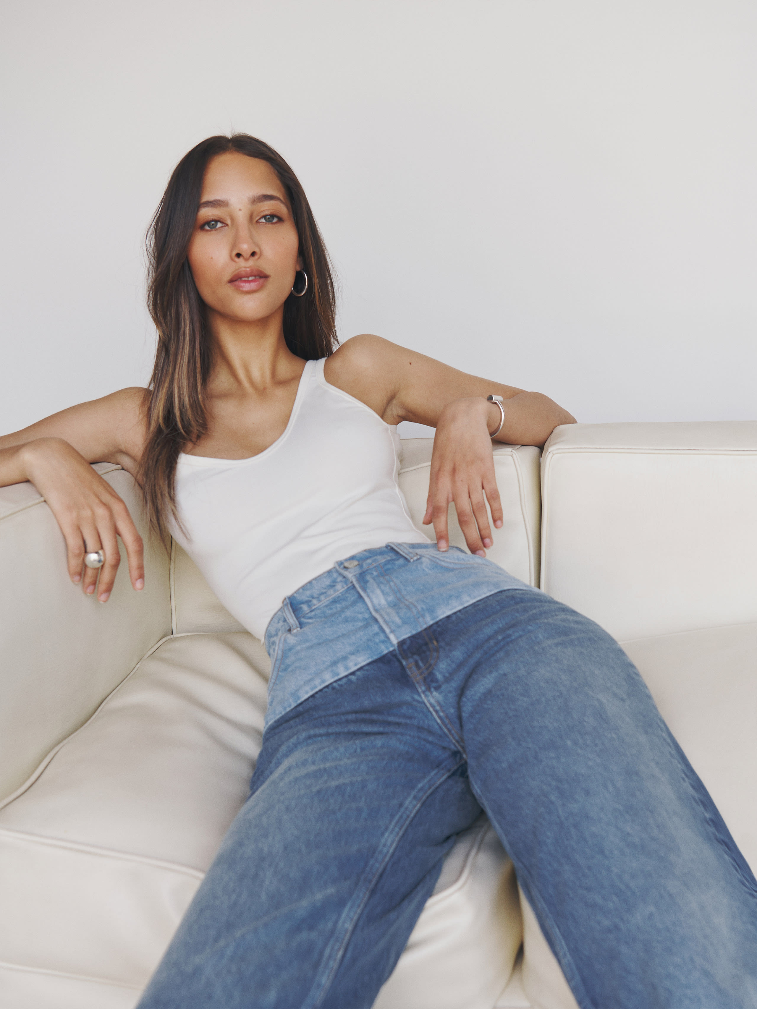 Wilder Two Tone High Rise Wide Leg Jeans | Reformation (Global)