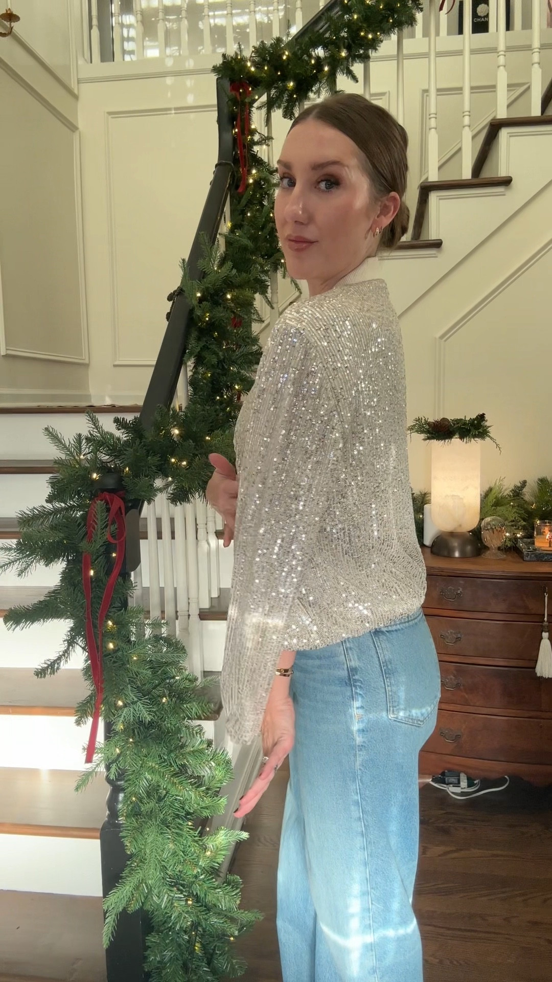 Obsessed with this sparkly sequin bomber jacket 🤩 currently 50% off sitewide - perfect for the holidays and new years! 
Medium 

#LTKCyberWeek #LTKootd #LTKHoliday