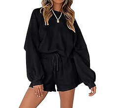 MEROKEETY Women's 2025 Fall Oversized Batwing Sleeve Lounge Sets Casual Top and Shorts 2 Piece Ou... | Amazon (US)