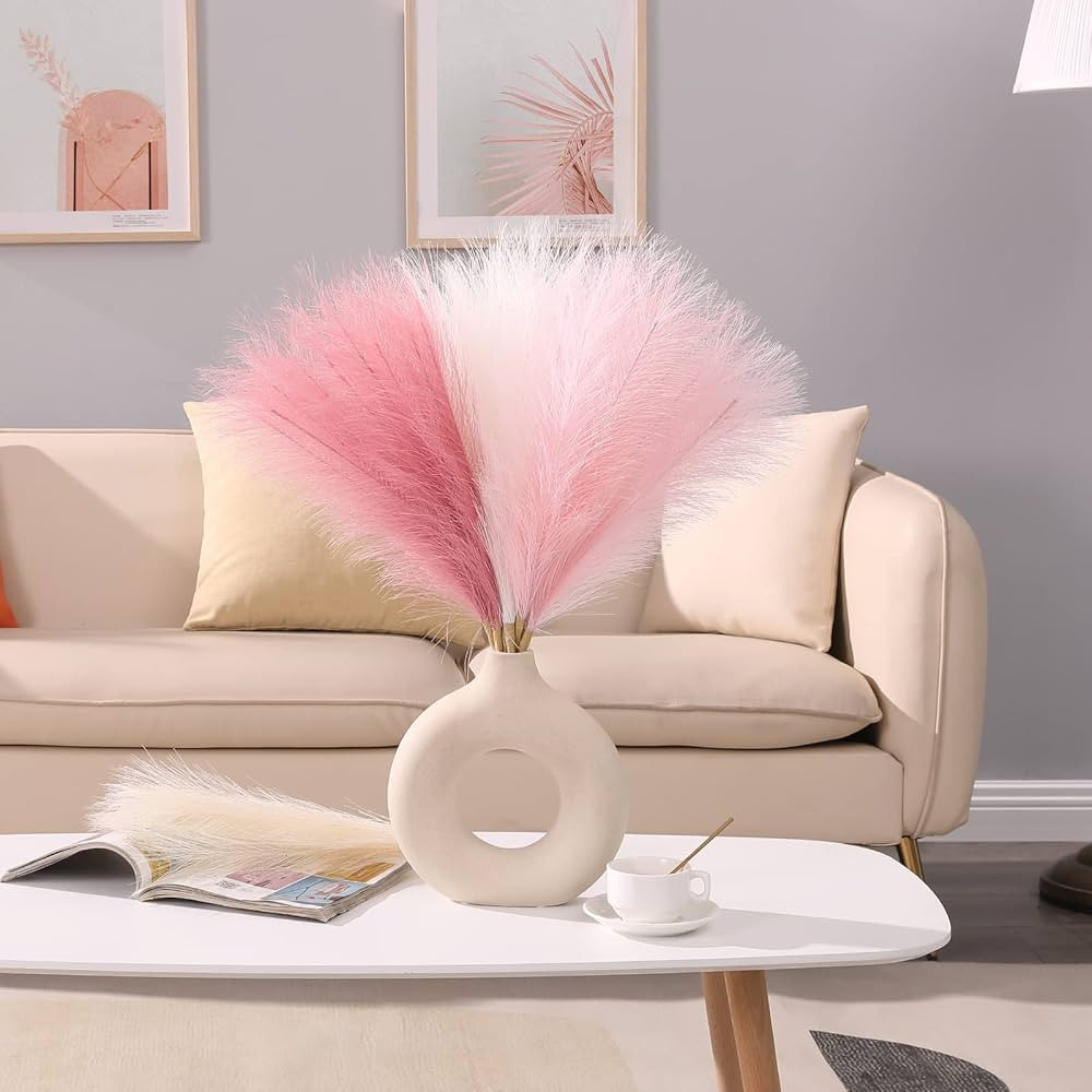 Serwalin Pampas Grass Pink Decor 17.7 Inch 6pcs, Faux Pampas Grass Home Decor, Artificial Pampas ... | Amazon (US)