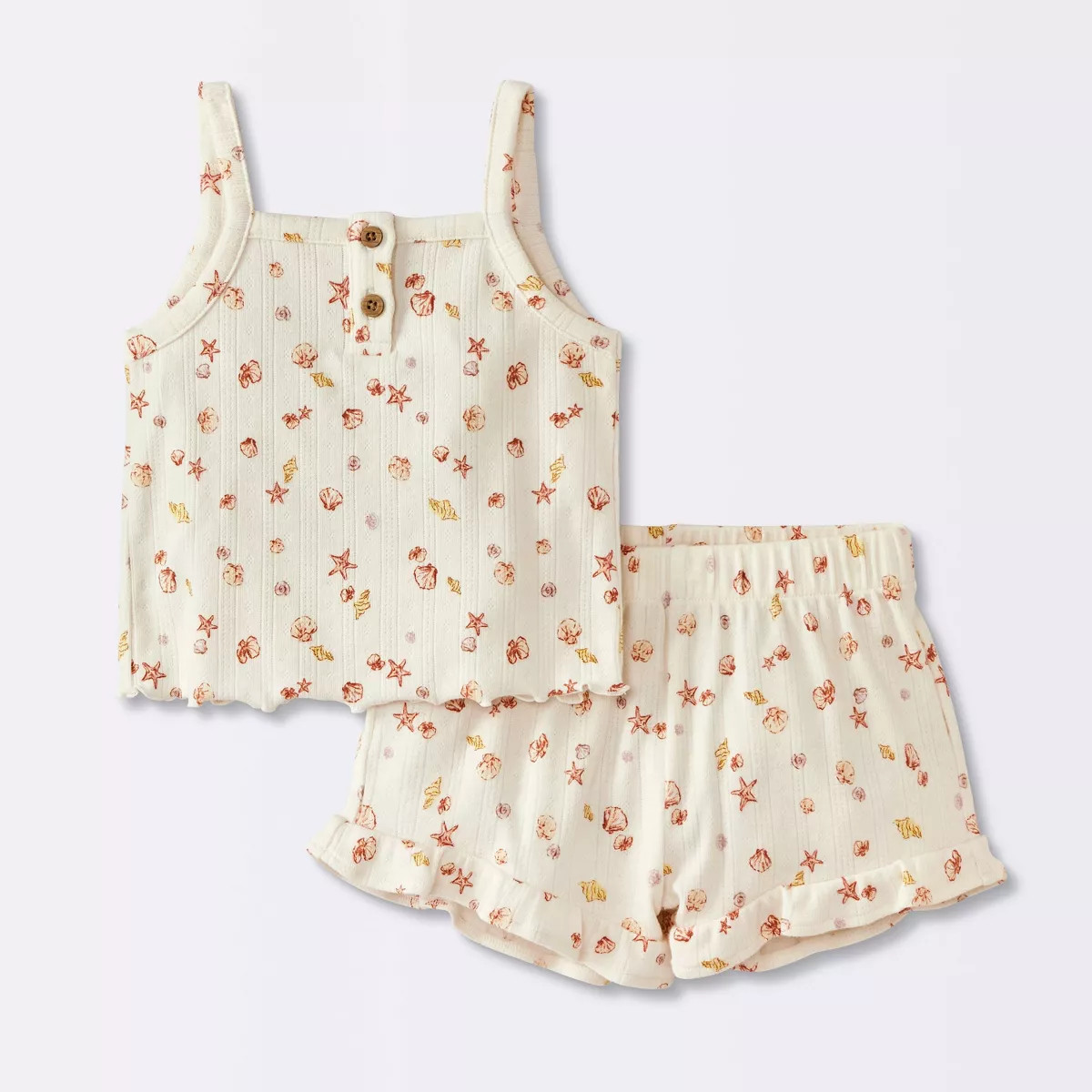 Baby Girls' Tank Top & Ruffle Shorts Set - Cloud Island™ Tan 6-9M | Target