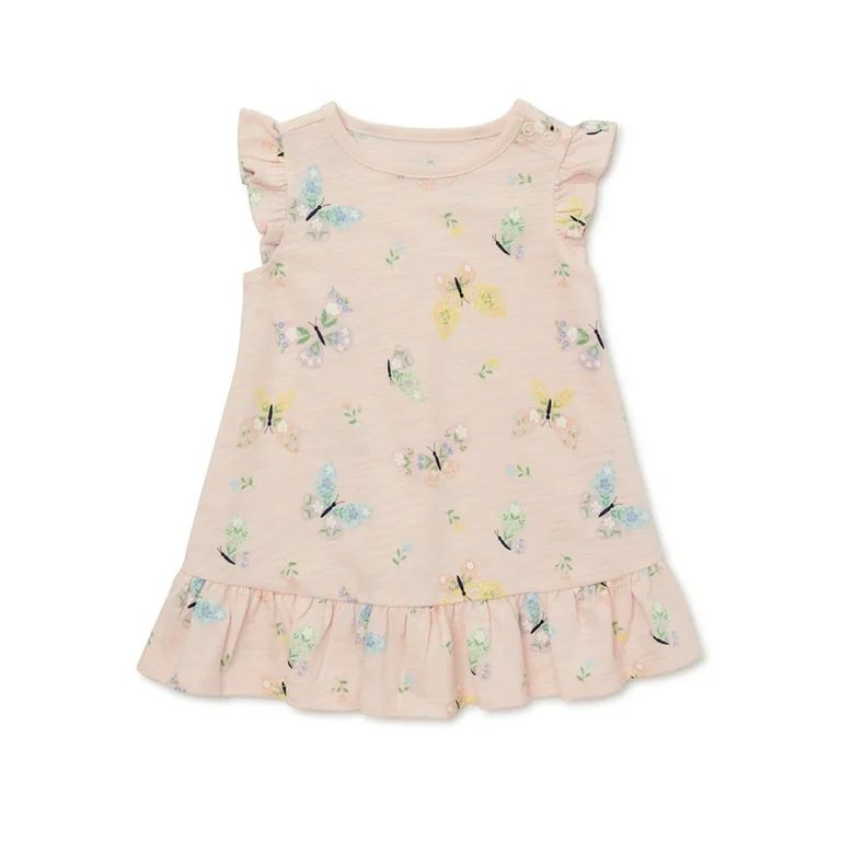 Garanimals Baby Girl Flutter Sleeve Dress, Sizes 0-24 Months - Walmart.com | Walmart (US)