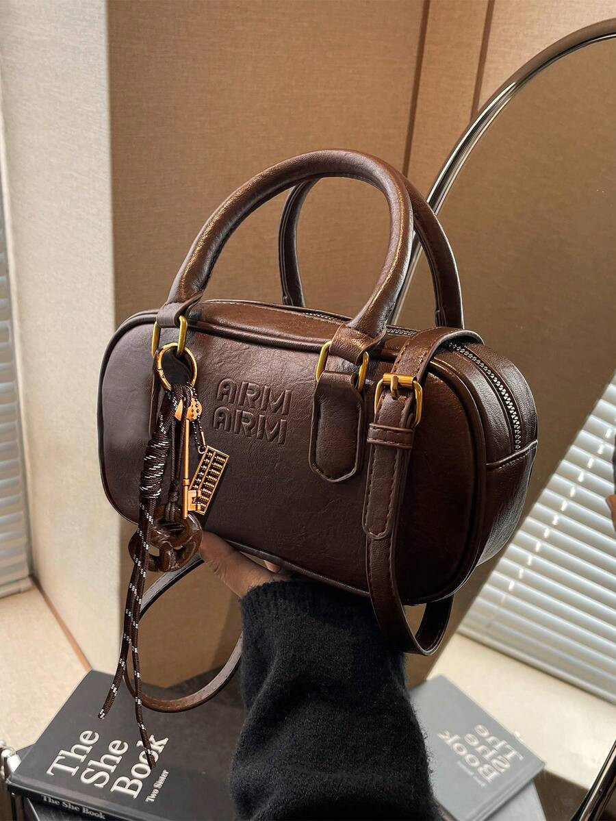 Plush Doll Decor Crossbody Bag, Large Capacity Soft Leather Boston Tote Bag, Suitable For Women F... | SHEIN