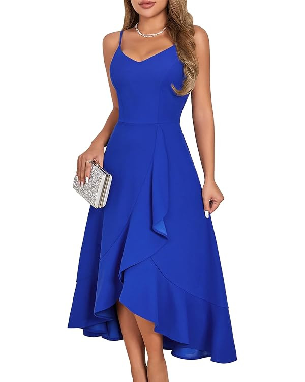 DRESSTELLS Women's Cocktail Dress, Formal Wedding Guest Dress, Ruffle Bridesmaid Dresses | Amazon (US)