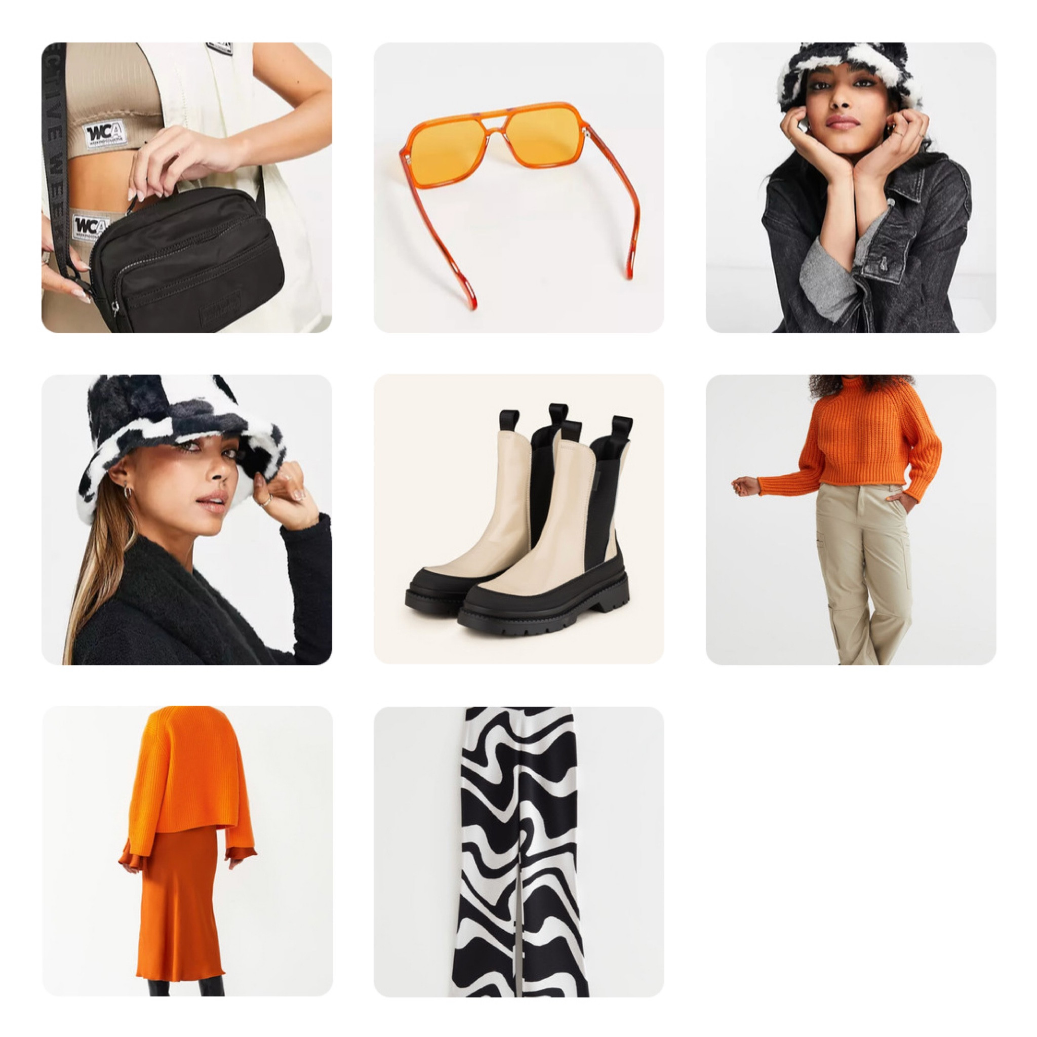 Pattern Mix. Fashion Blogger Girl by Style Blog Heartfelt Hunt. Girl with blond hair wearing a pattern mix look with a check board print hat, orange turtleneck sweater, orange sunglasses, 90s bag, knit pants and white boots. #colorfuloutfit #colorfulstyle #colorfulfashion #colorfullooks #fashionfun #cutefalloutfit #fallfashion2022 #falllookbook #fitcheck #dailylooks #dailylookbook #contentcreator #microinfluencer #discoverunder20k