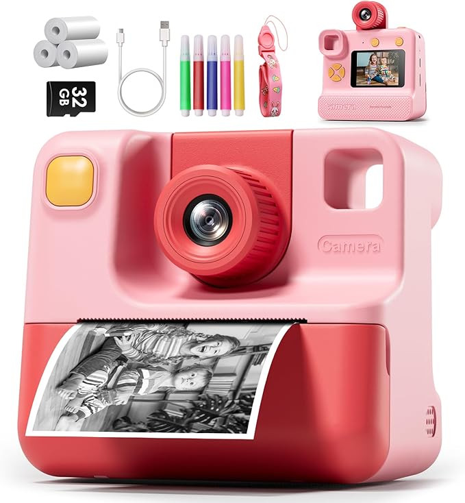 Instant Print Camera for Kids, 1080P Kids Instant Cameras,HD Selfie Digital Video Cameras Toddler... | Amazon (US)