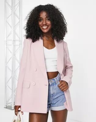 Urban Revivo double breasted blazer in pink | ASOS (Global)