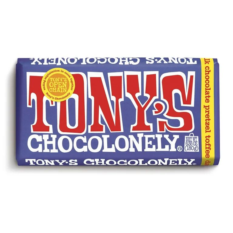 Tony's Chocolonely Dark Milk Chocolate Bar with Pretzel and Toffee, 6.35 Oz | Walmart (US)