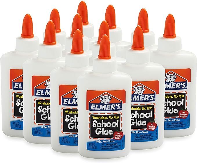 Elmer's Liquid School Glue, Washable, 4 Ounces Each, 12 Count - Great for Making Slime | Amazon (US)