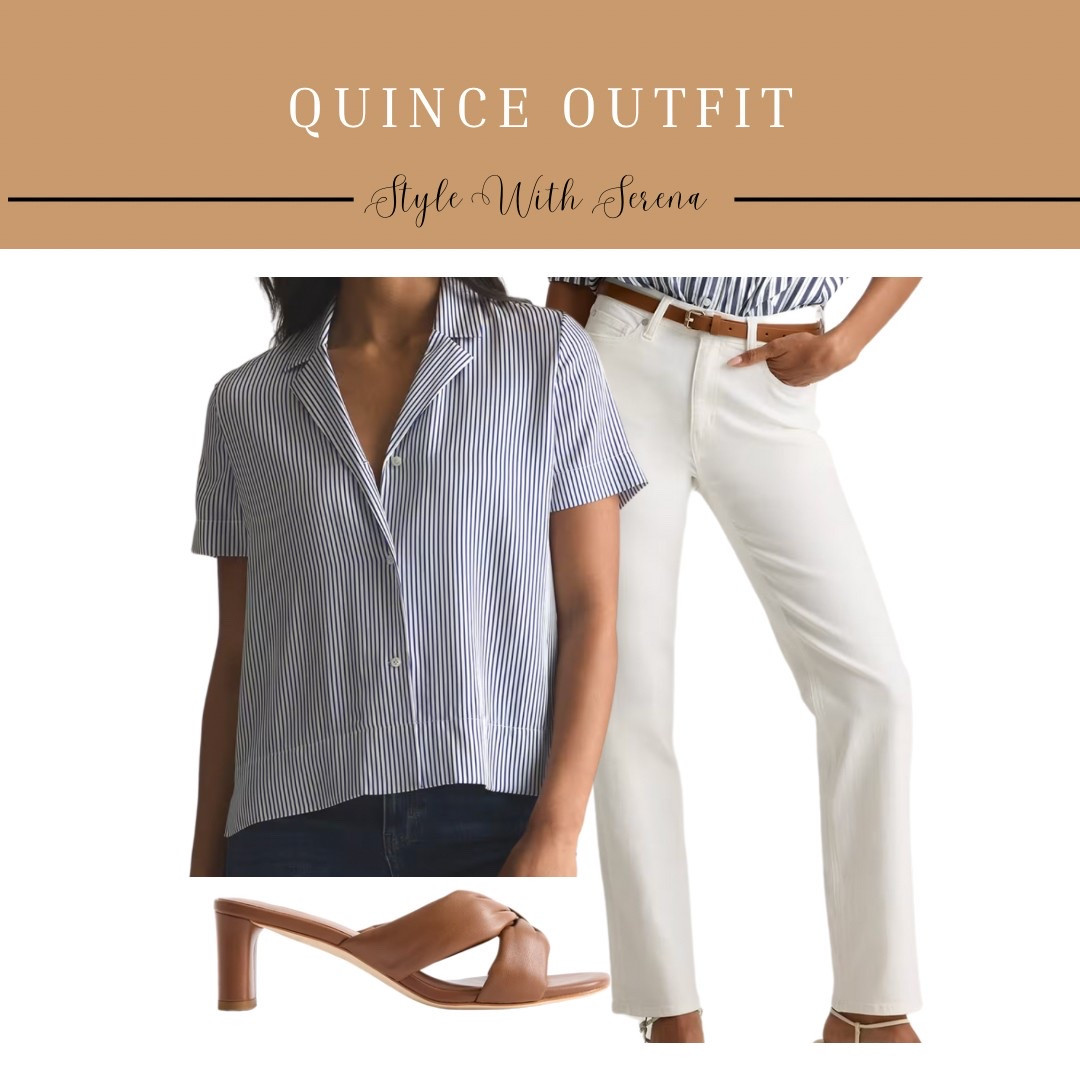 Quince outfit, summer outfit, summer blouse, button up, white jeans, white denim, heels, work outfit 

#LTKWorkwear #LTKFindsUnder100 #LTKStyleTip