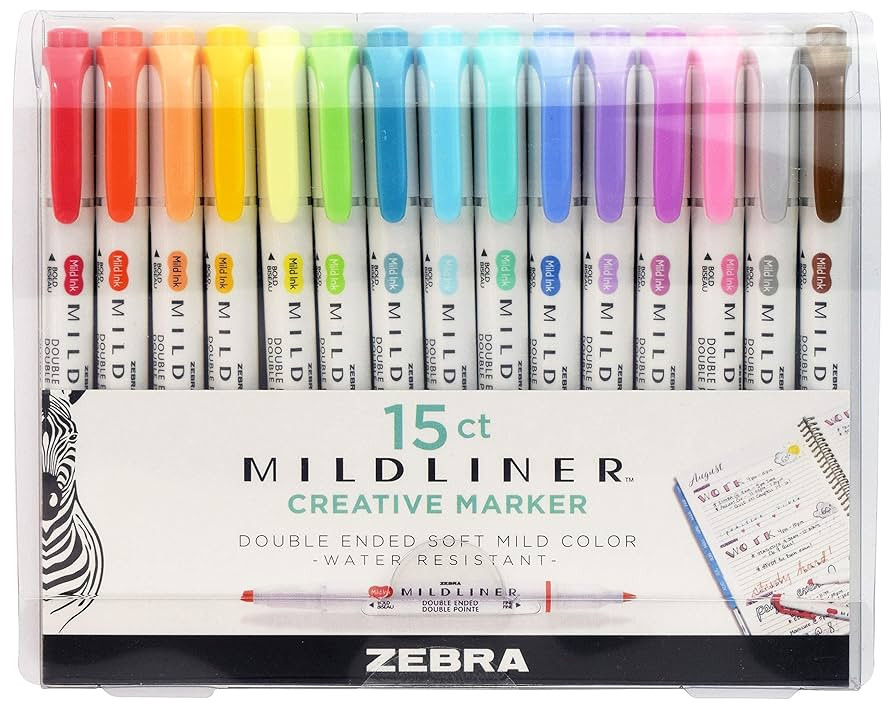 Zebra Pen Mildliner Double-Ended Highlighter Set, Broad and Fine Point Tips, Ideal for Bible High... | Amazon (US)