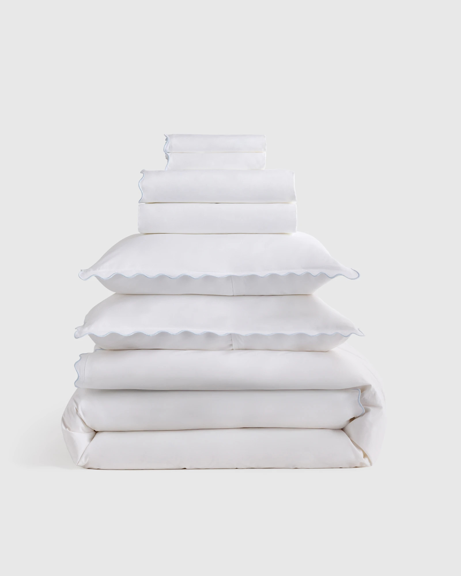 Classic Organic Percale Scallop Deluxe Bedding Bundle | Quince