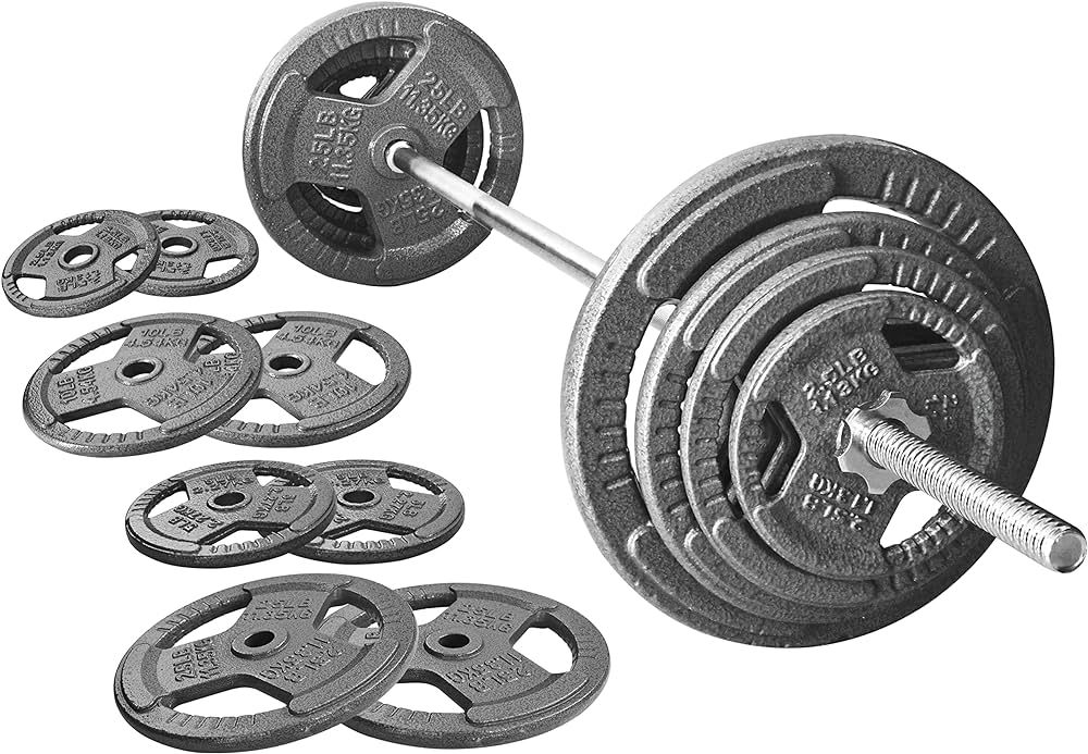 Signature Fitness Cast Iron Standard Weight Plates Including 5FT Standard Barbell with Star Locks... | Amazon (US)