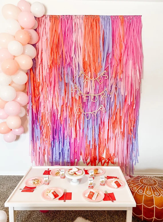 Custom Fringe Backdrop, Valentine's Party, Galentine's Party Decor, Unicorn Party, Pink Party, Gi... | Etsy (US)