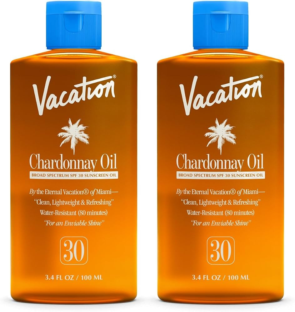Vacation Chardonnay Oil SPF 30 Sunscreen Oil, 3.4 Fluid Ounces, Pack of 2 - Hydrating, Lightweigh... | Amazon (US)