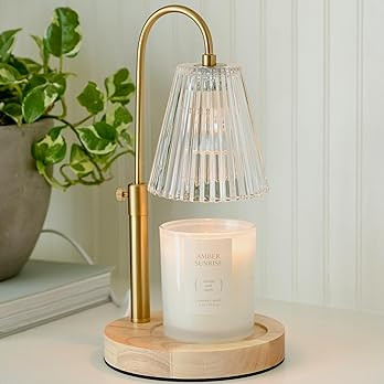 Wood Candle Warmer Lamp with Large Round Base, Adjustable Height, Timer, Dimmer, 4 Bulbs Included... | Amazon (US)