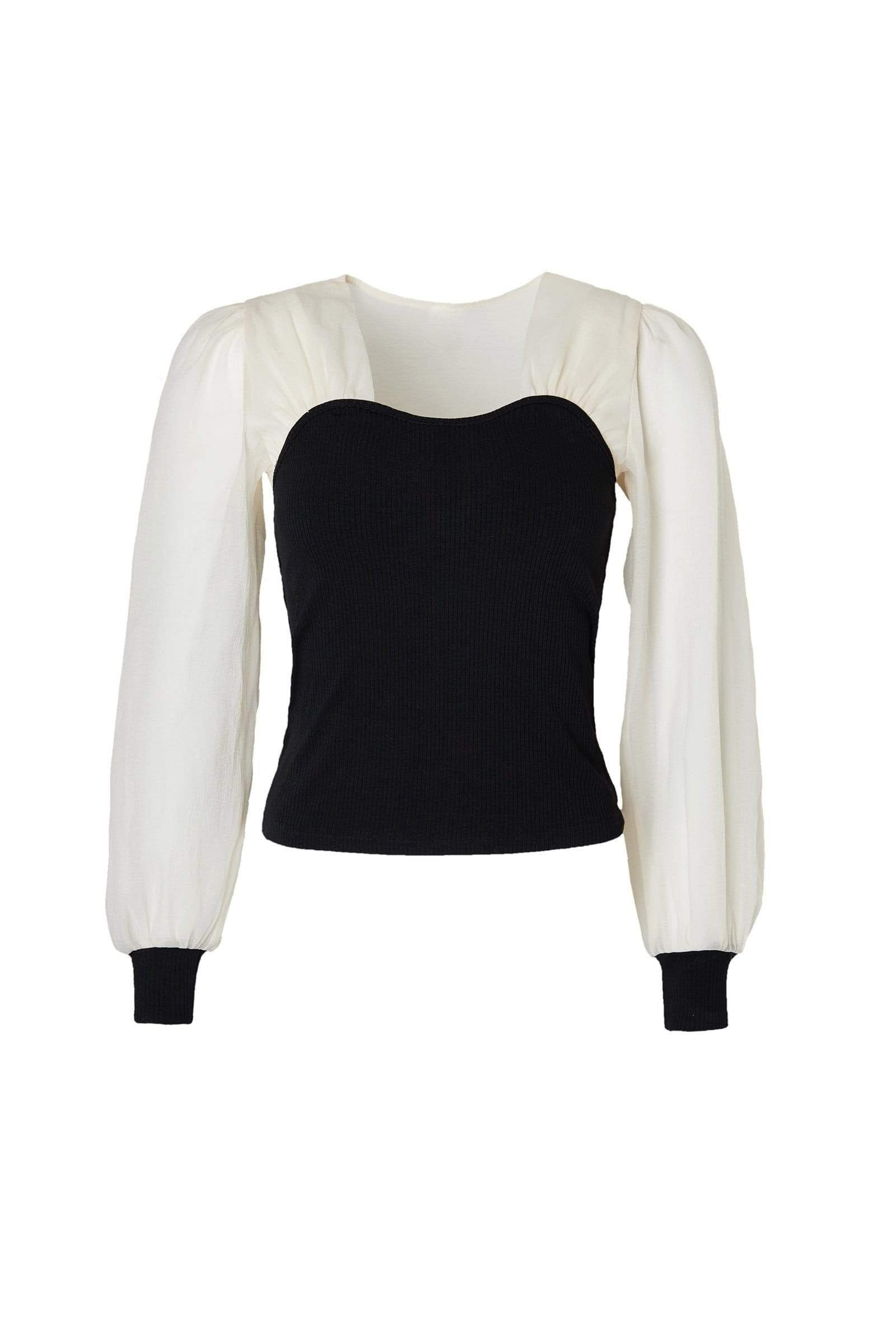 Emmalee Black Puff Sleeve Blouse | J.ING