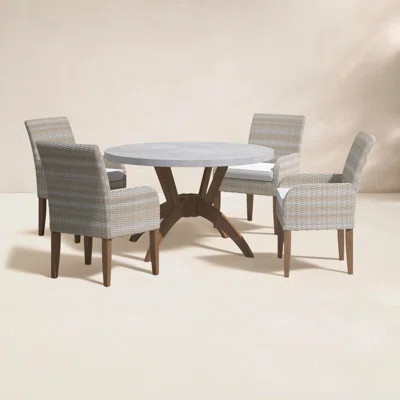 Akiva Round 4 - Person Teak Dining Set with Cushions | Wayfair North America