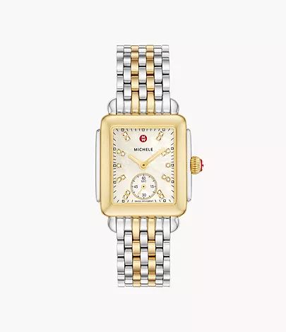 Deco Mid Two-Tone Diamond Dial Watch | Michele Watches