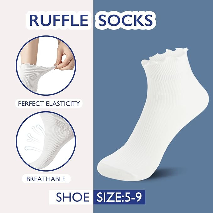 Hstyle 6 Pairs of Ruffle Socks Women, Cute Ruffle Ankle Socks | Amazon (US)