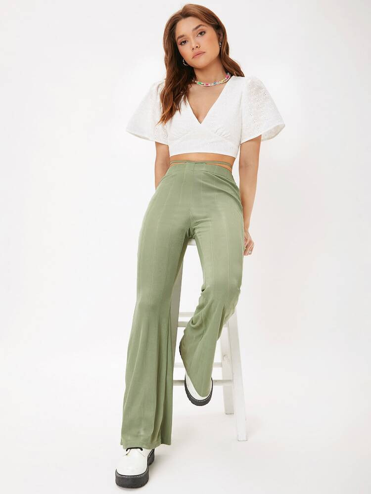 SHEIN Solid Flare Leg Pants | SHEIN