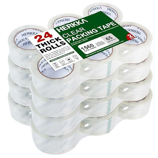 HERKKA Clear Packing Tape, 24 Rolls Heavy Duty Packaging Tape for Shipping Packaging Moving Seali... | Amazon (US)