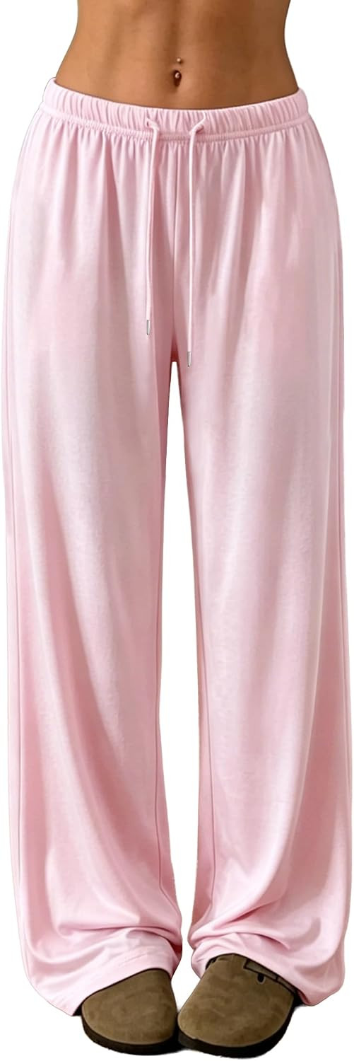 Women's Wide Leg Sweatpants Low Rise Y2K Lounge Pants Baggy Track Pants with Pockets for 2026 | Amazon (US)