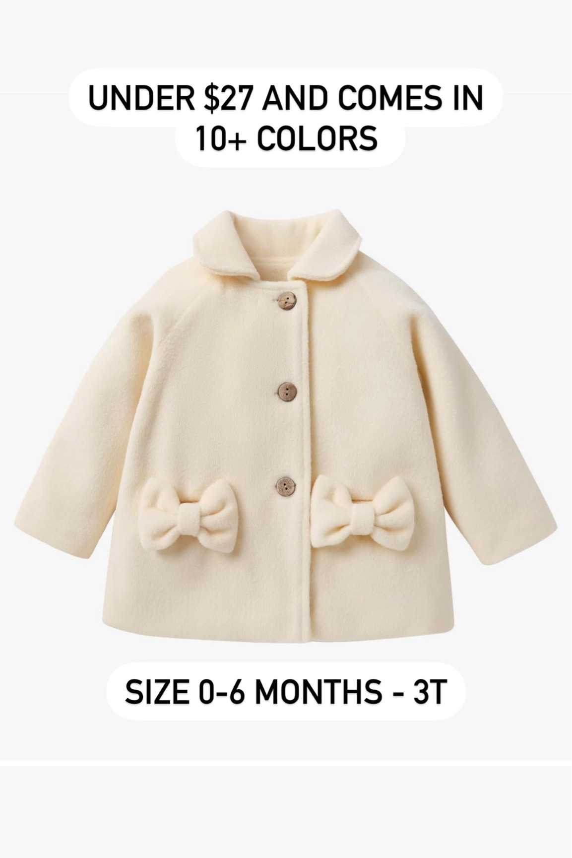 The sweetest baby girl & toddler girl coat for the holidays and winter! It’s wool & lined for under $27! Sizing from 0-6 month until 3T. Comes in over 10 colors! 
#ltku #ltktravel #ootd #babygirl #toddlergirl 

#LTKBaby #LTKSeasonal #LTKKids