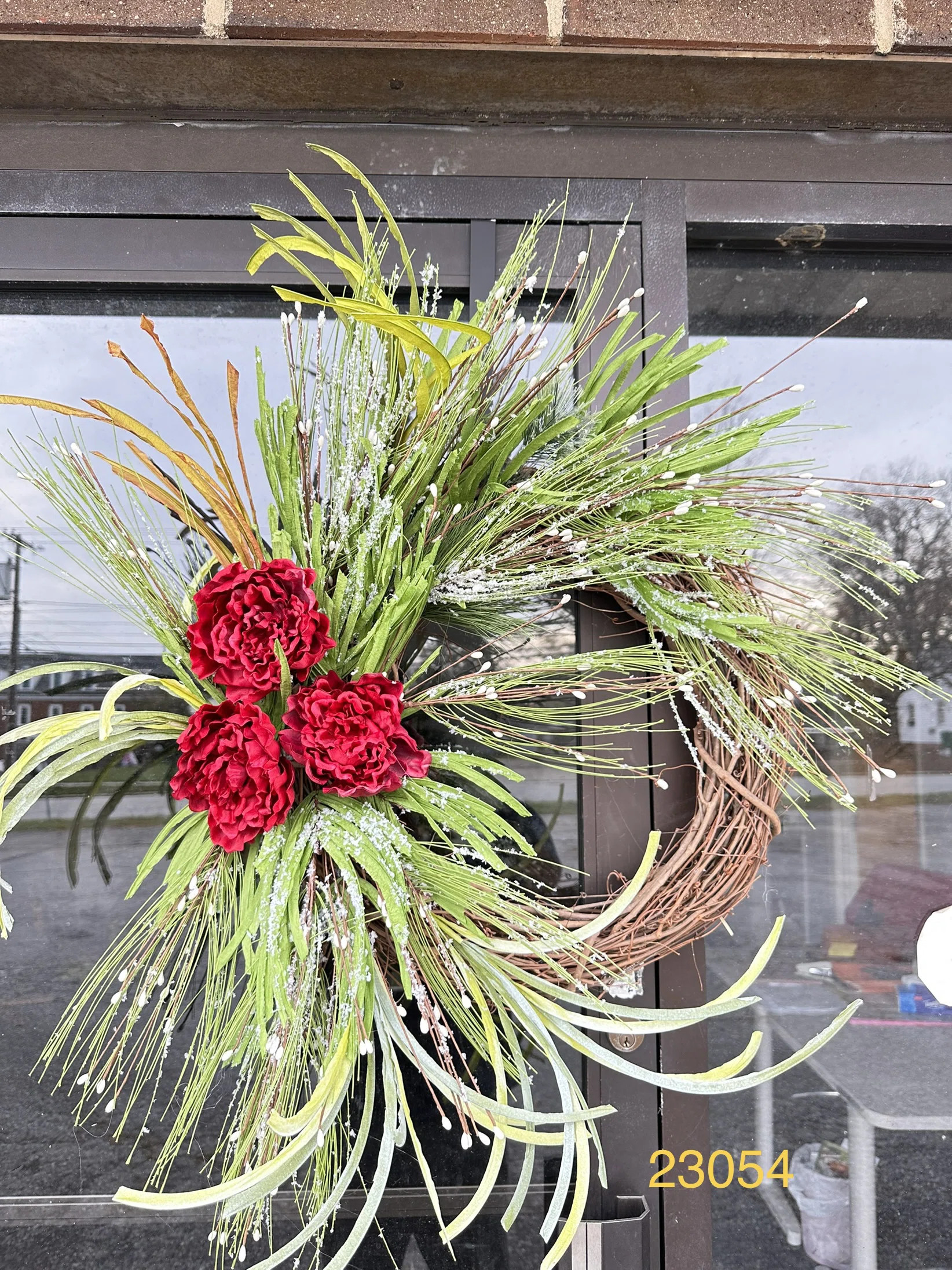 28" Winter Christmas Berry Peony Front Door Wreath | Wayfair North America