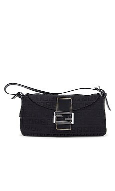 FWRD Renew Fendi Zucchino Baguette Shoulder Bag in Black from Revolve.com | Revolve Clothing (Global)