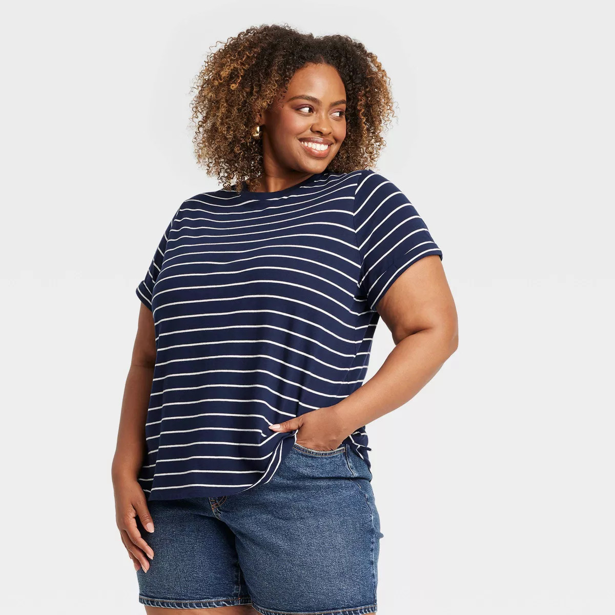 Women's Short Sleeve Rolled Cuff T-Shirt - Ava & Viv™ | Target