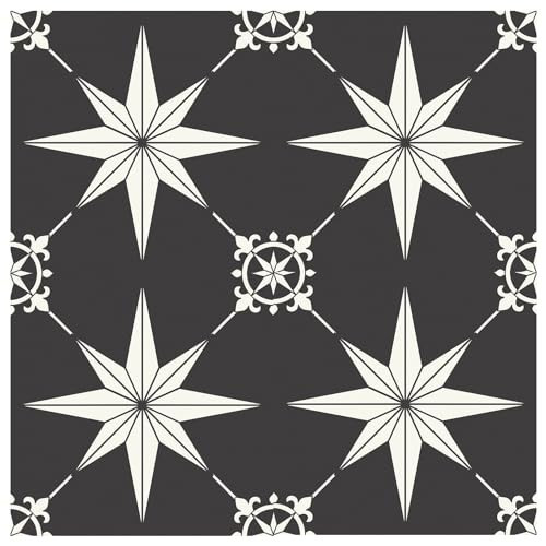 MORCART Peel and Stick Floor Tile - 20 PCS, 8" x 8" Vinyl Flooring - Waterproof Self-Adhesive Tile Sticker for Bathroom, Kitchen, Living Room, Bedroom - Black and White/Retro Floral Look | Amazon (US)