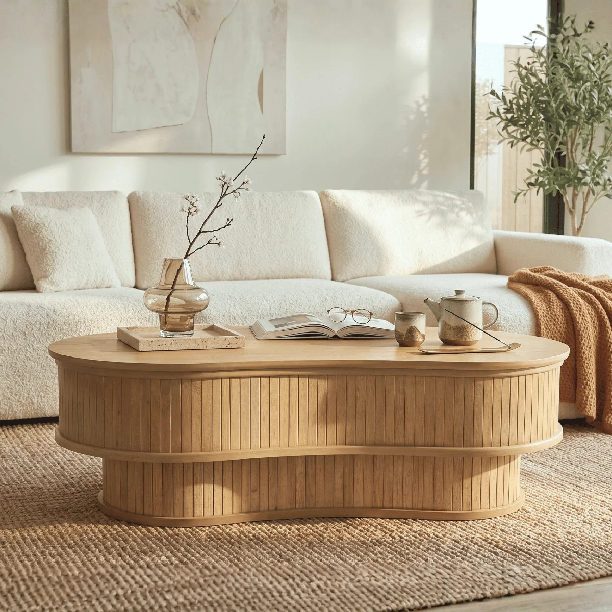 NTC RIPPLE DOU Coffee Table Modern Wooden Double-Layer Center Table with Removable Top Hidden Sto... | Wayfair North America