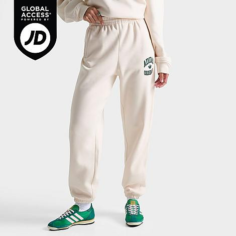 Adidas Women's Originals Varsity Jogger Pants in White/Off-White/Wonder White Size XS Cotton/Polyester | Finish Line (US)