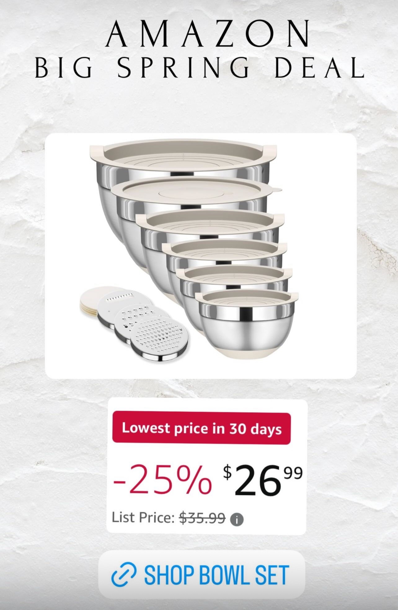 Shop this beautiful bowl set. Sale price shown at checkout. Makes a great gift! 

Kitchen bowls, mixing bowls, Amazon spring sale, Mother’s Day gifts, Easter gifts, new home owner gifts, 

#LTKFindsUnder50 #LTKHome #LTKSaleAlert