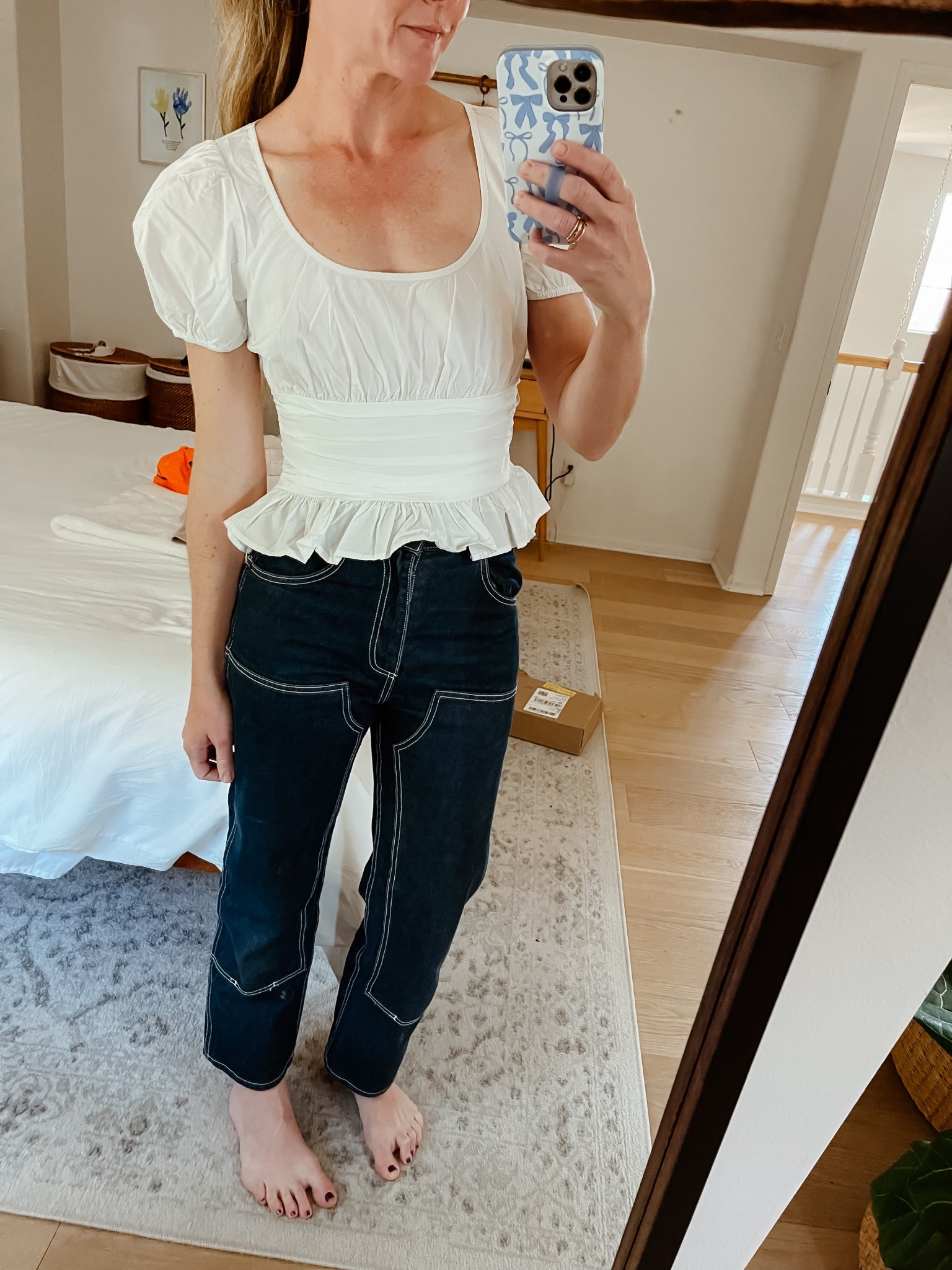 Sweet peplum top in a light poplin fabric. Hidden side zipper. Fits TTS, wearing a small. 

#LTKSeasonal