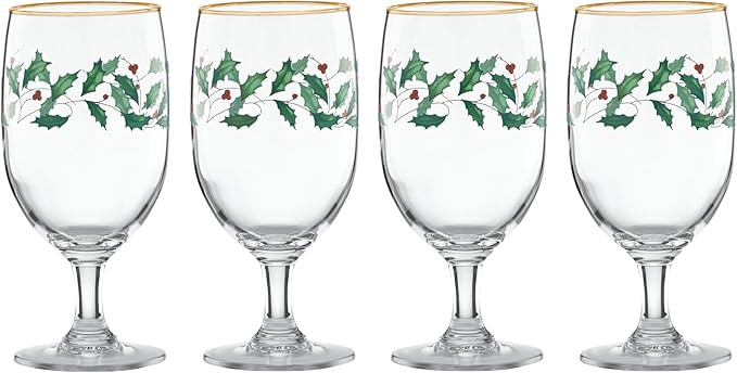 Lenox 849606 Holiday 4-Piece Iced Beverage Glass Set, Christmas Dinnerware, Hosting | Amazon (US)