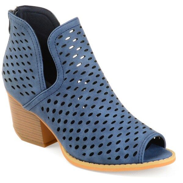 Journee Collection Women's 'Alaric' Perforated Side-slit Open-toe Booties | Bed Bath & Beyond