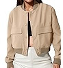 Modegal Women's Spring Varsity Bomber Jackets Long Sleeve Cropped Button Down Casual Coat with Po... | Amazon (US)