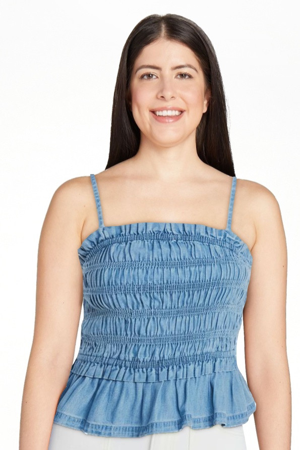 Free Assembly Women's Smocked Cotton Top with Peplum Hem, Sizes XS-XXL | Walmart (US)