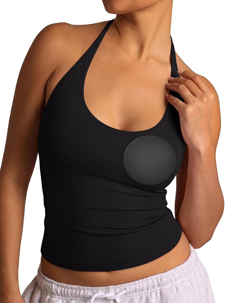 REORIA Women's Halter Braless Tie Scoop Neck Tank Tops | Amazon (US)