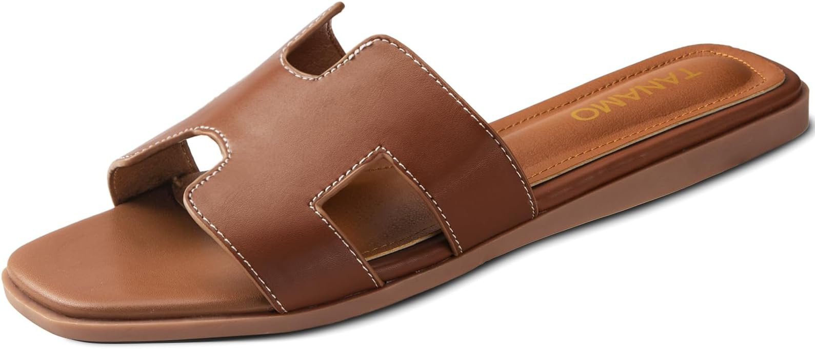 Tanamo Womens Sandals Slip on Fashion Slides Sandals Women Dressy Summer Flat Sandals Square Open... | Amazon (US)