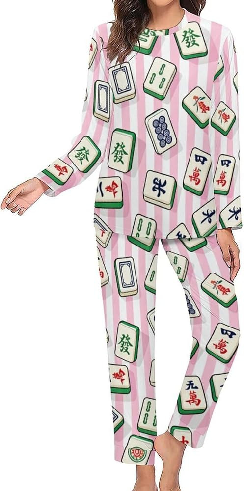 Women's Mahjong Pink Stripes Pajama Sets Long Sleeve Sleepwear Loungewear Soft Pajamas for Women ... | Amazon (US)