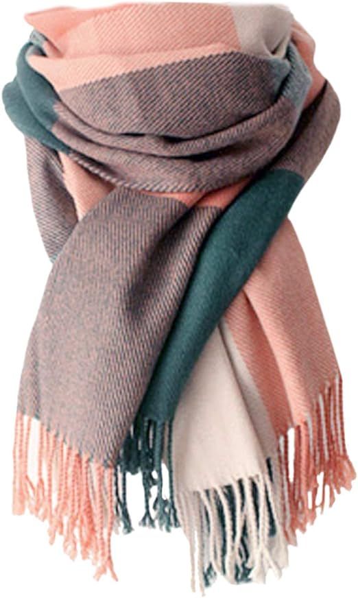 Women's Long Plaid Blanket Chunky Oversized Winter/Fall Warm Scarf Big Tartan Scarves Wrap Shawl | Amazon (US)