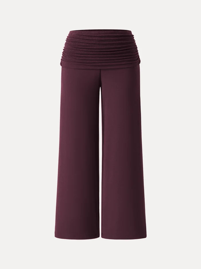 Non-Itchy Wool Blend Drapey Wide Leg Pull-on Pants with Pockets | OGLmove
