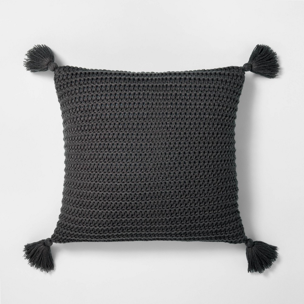 18"" x 18"" Chunky Knit Throw Pillow Railroad Gray - Hearth & Hand with Magnolia | Target