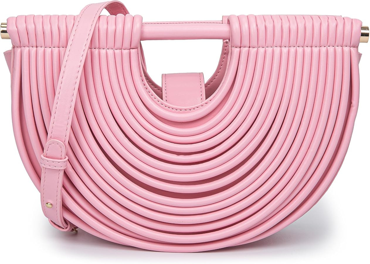 Trendy Woven Evening Clutch Purse Half Round Designer Shoulder/Crossbody Bag Top-Handle Satchel H... | Amazon (US)