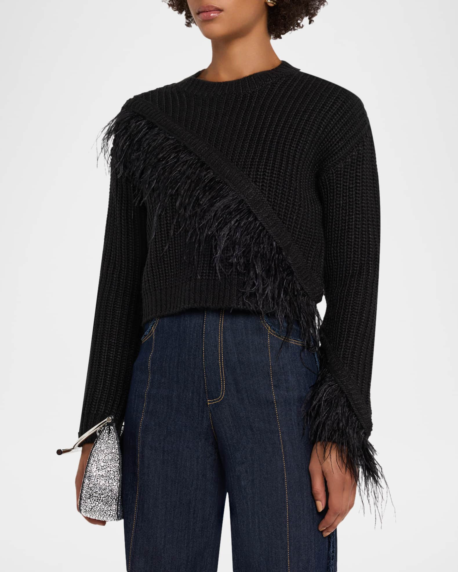 Cinq a Sept Kaelie Feathered Fringe Sweater | Neiman Marcus