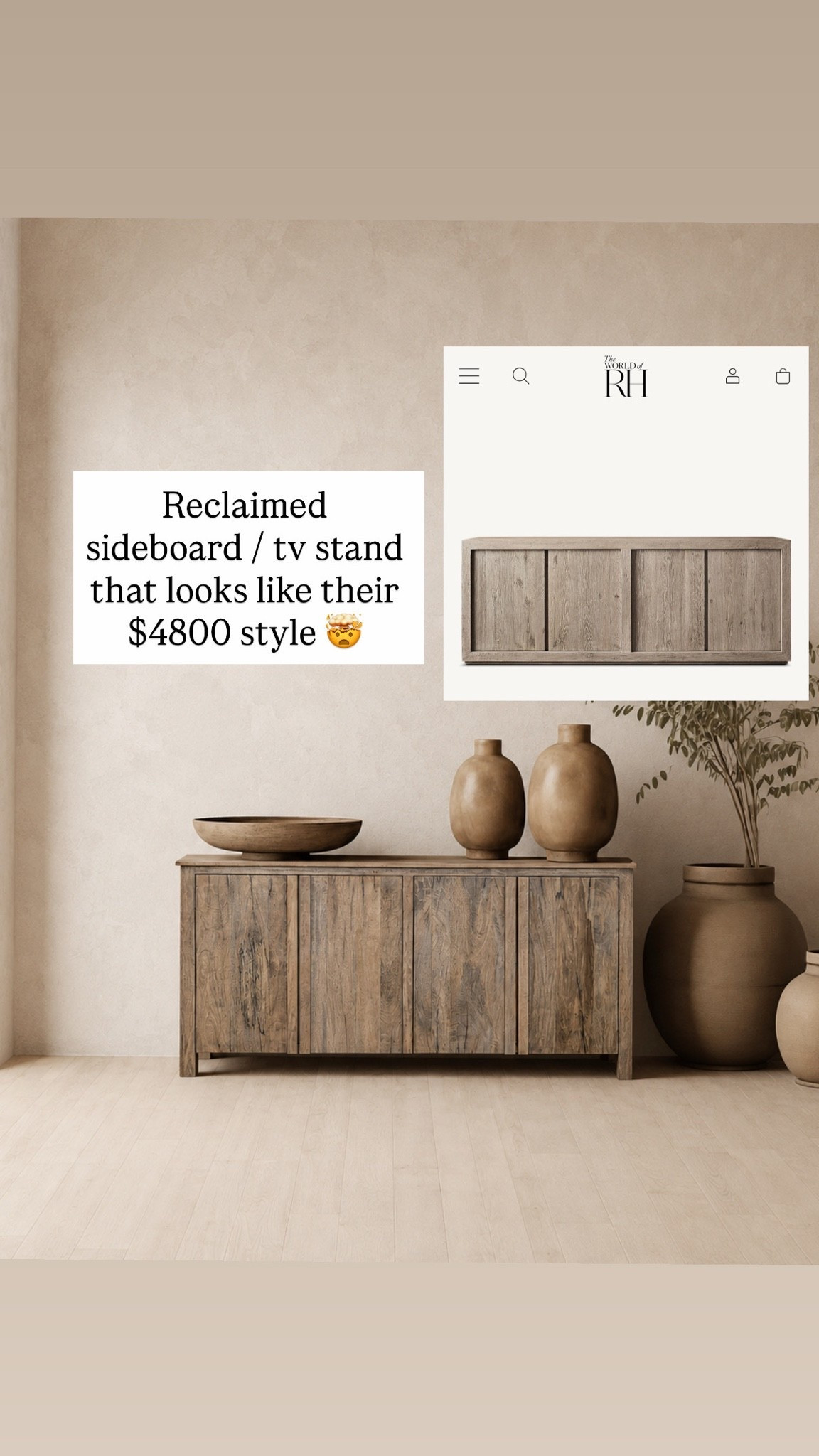 Reclaimed wood sideboard / tv stand that looks like their $4800 style 🤯