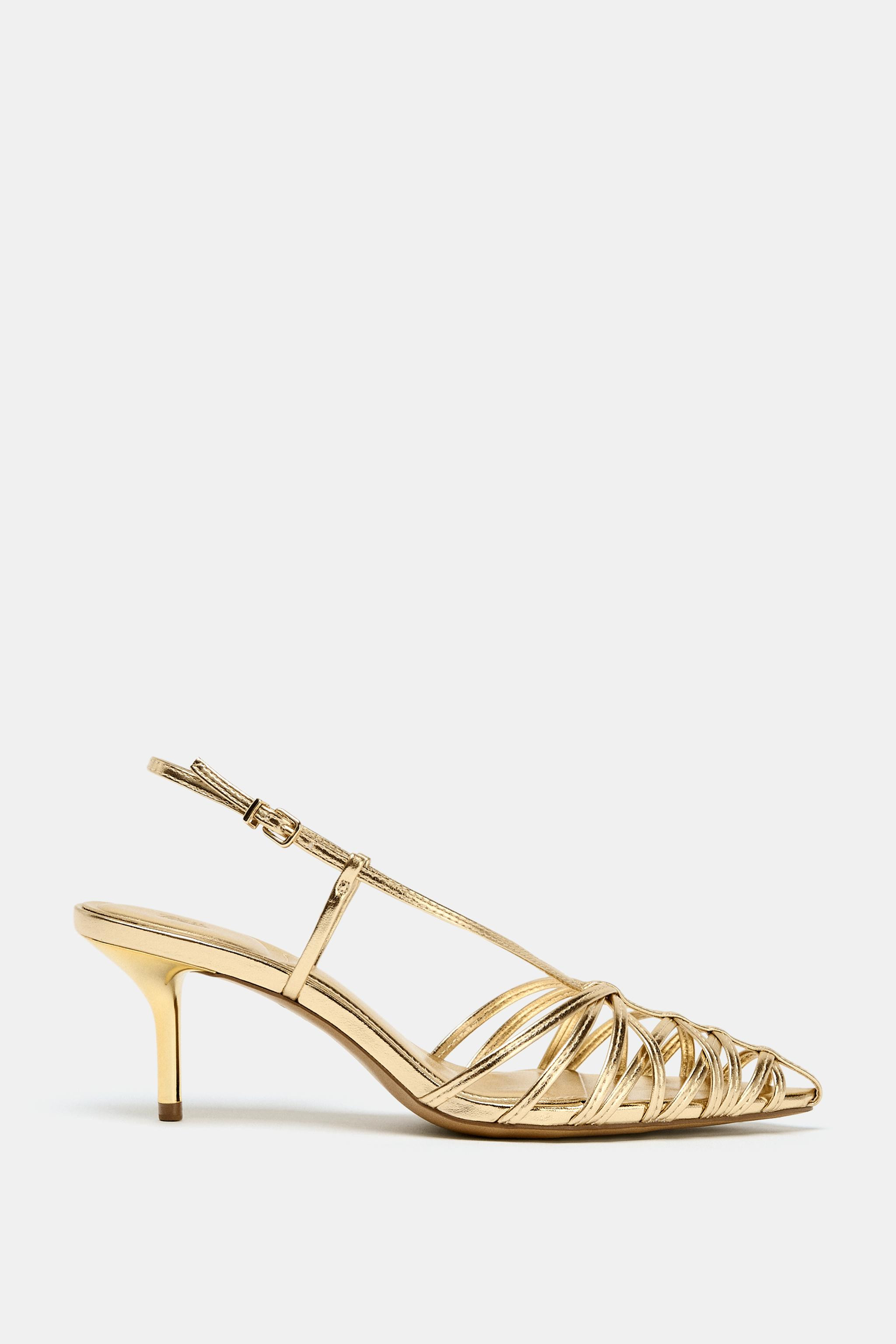 METALLIC EFFECT HEELED SLINGBACKS | Zara US